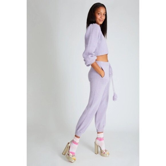 LoveShackFancy Tristan Pant in Purple, Wool Cashmere, Size Small - Picture 14 of 16